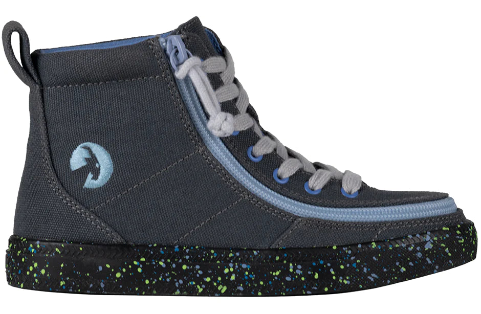BILLY - Children's footwear for orthotics Classic Lace High Speckle Charcoal / Blue