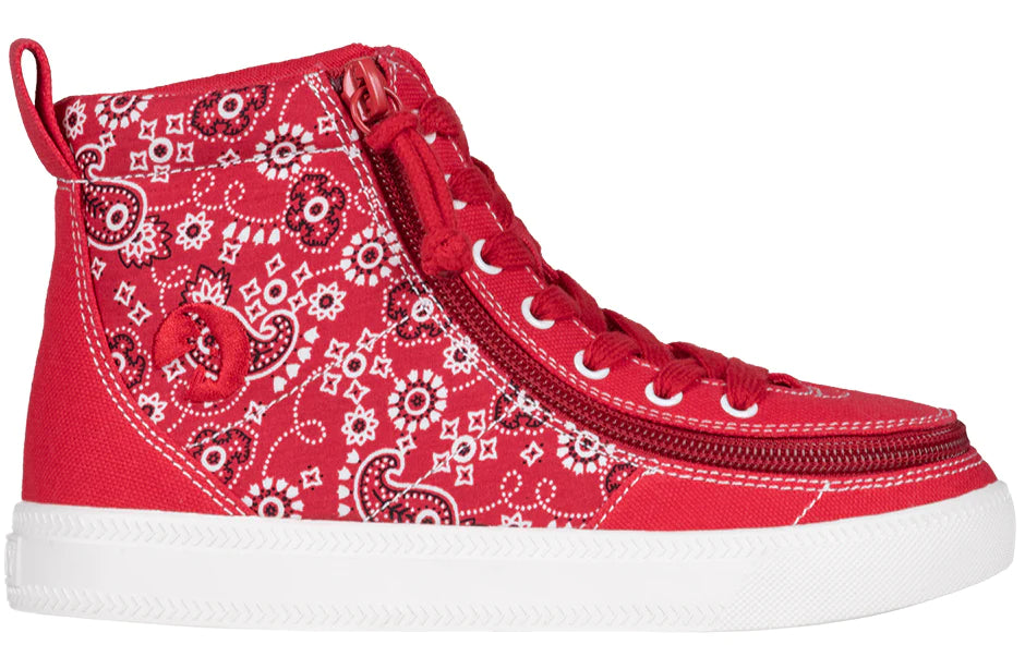 BILLY - Classic Lace High Red Paisley children's orthotics shoes
