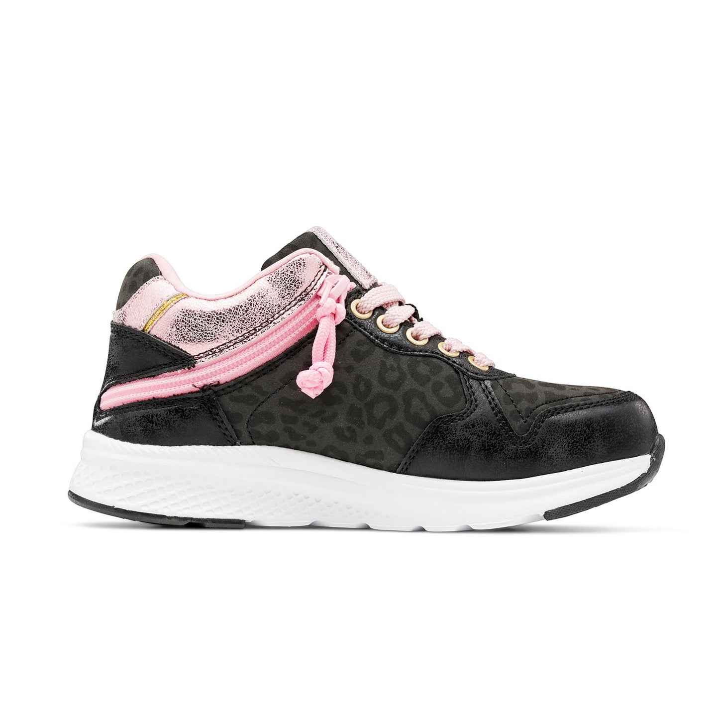 FRIENDLYSHOES - Excursion Black Leopard &amp; Dahlia Pink children's orthotics shoes