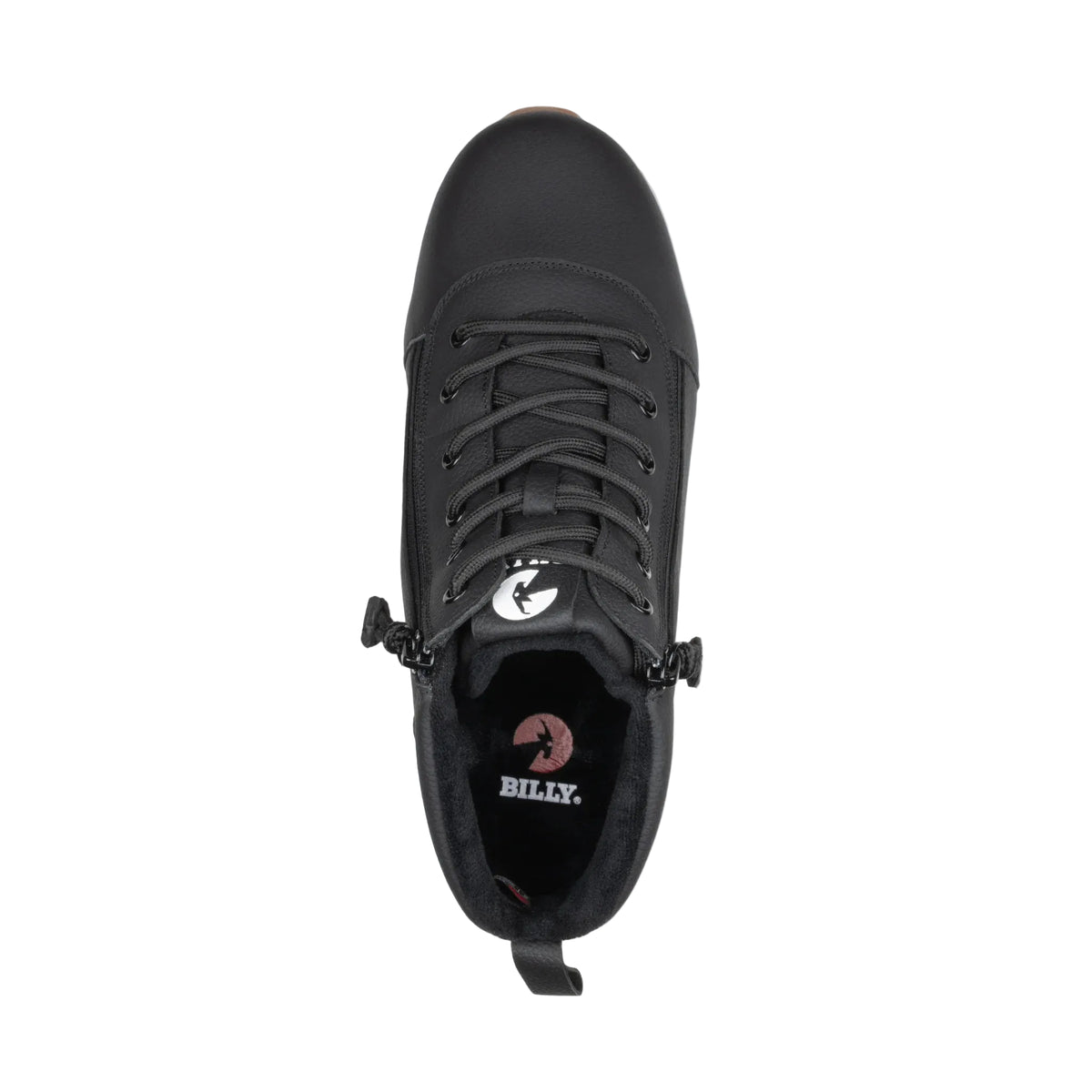 BILLY - Obuwie do ortez dla dorosłych zimowe Classic High Top Goat AFO-Friendly Black Leather Cozy