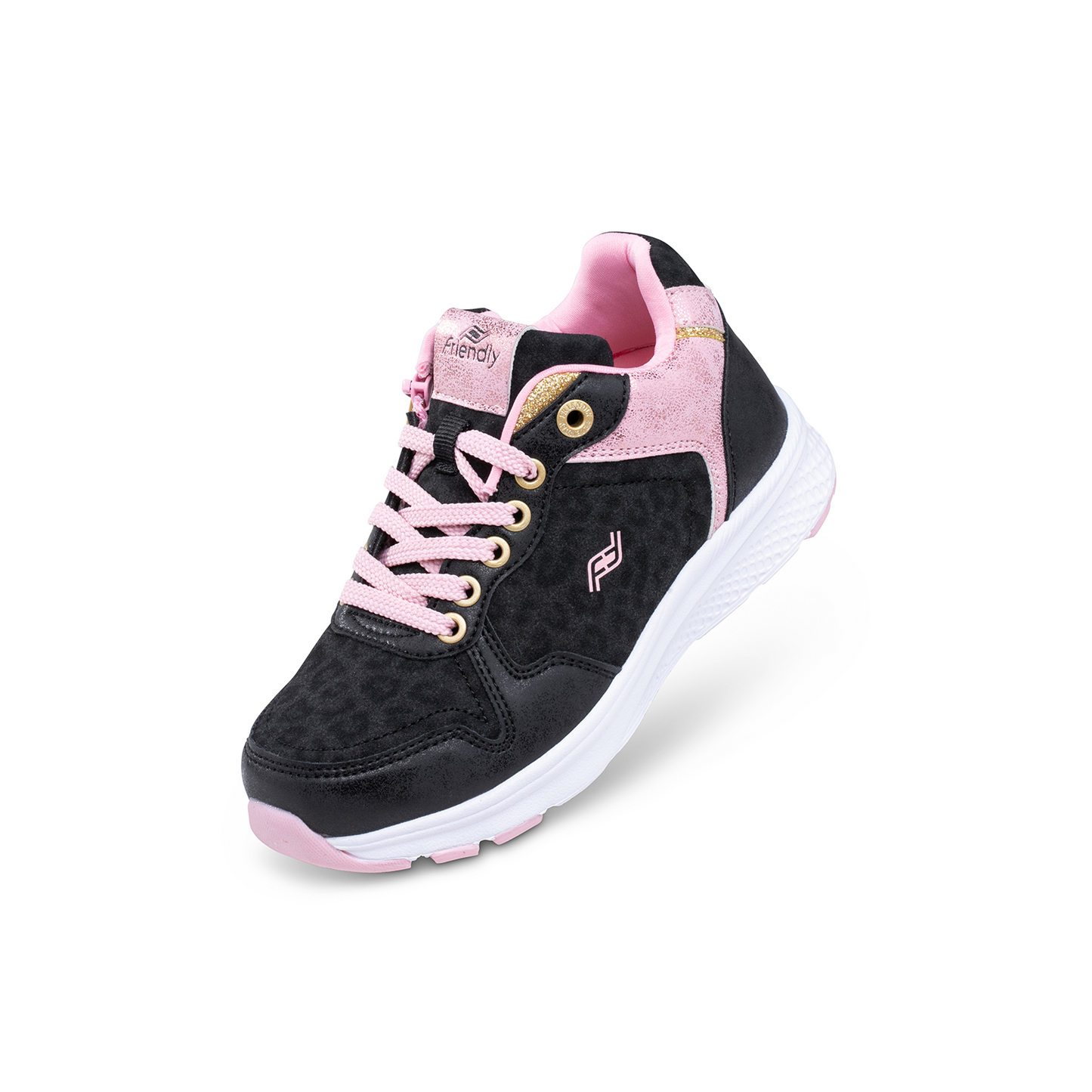 FRIENDLYSHOES - Excursion Black Leopard &amp; Dahlia Pink children's orthotics shoes