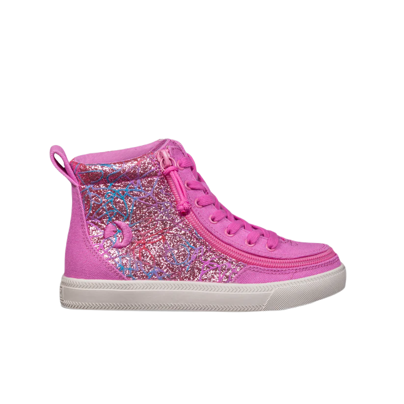 BILLY - Obuwie do ortez dla dzieci Classic Lace High Pink Printed