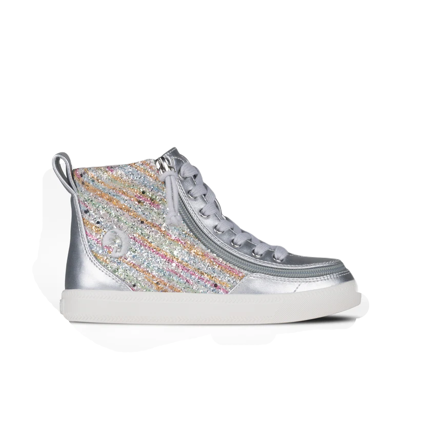 BILLY - Obuwie do ortez dla dzieci Classic Lace High Silver Rainbow