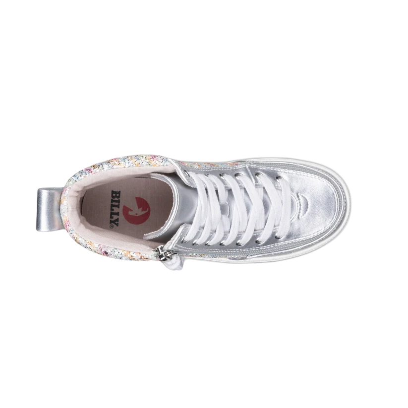 BILLY - Obuwie do ortez dla dzieci Classic Lace High Silver Rainbow