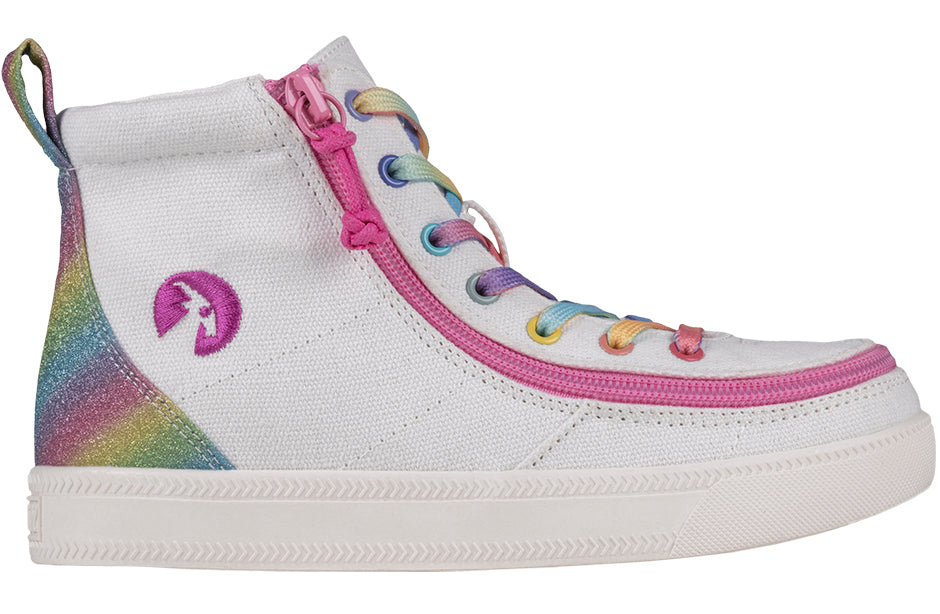 BILLY - Obuwie do ortez dla dzieci Classic Lace High White Rainbow