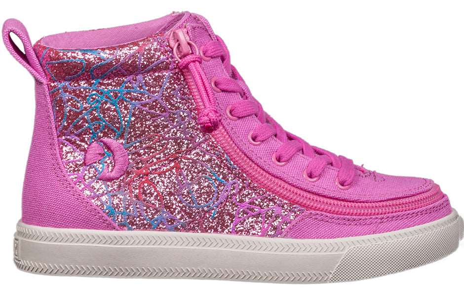 BILLY - Obuwie do ortez dla dzieci Classic Lace Highs Pink Printed